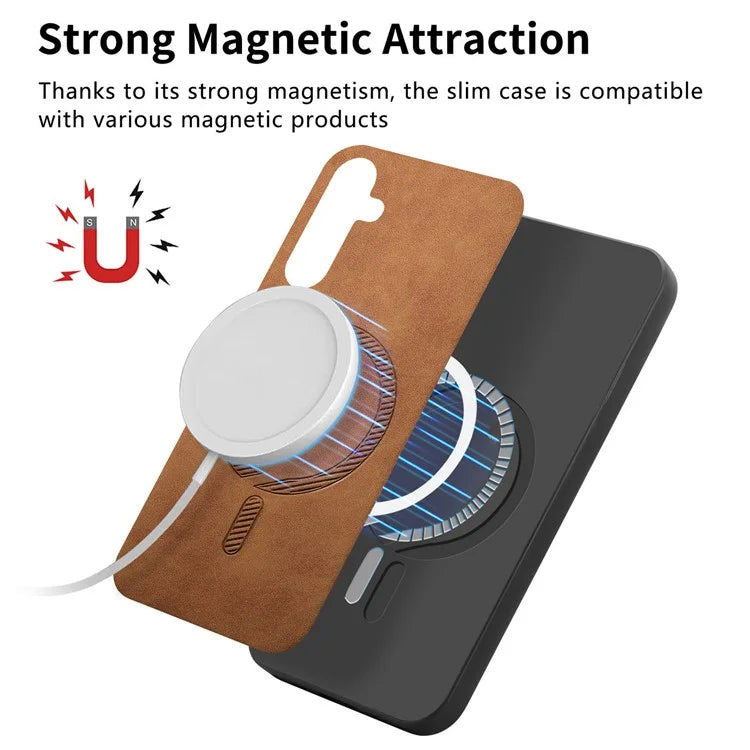For Samsung Galaxy A54 5G Leather Back Case Compatible with MagSafe Skin-Touch Phone Cover