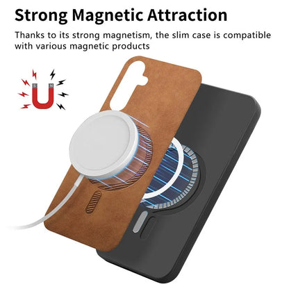 For Samsung Galaxy A54 5G Leather Back Case Compatible with MagSafe Skin-Touch Phone Cover