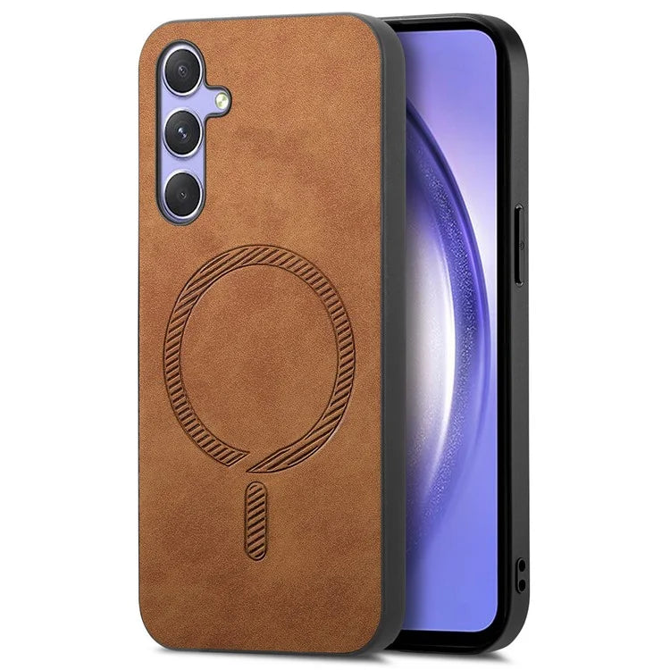 For Samsung Galaxy A54 5G Leather Back Case Compatible with MagSafe Skin-Touch Phone Cover