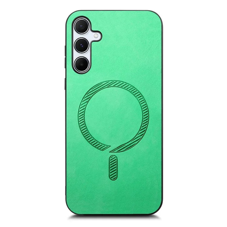 For Samsung Galaxy A35 5G Leather Back Case Compatible with MagSafe Skin-Touch Phone Cover