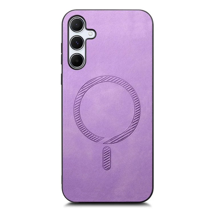 For Samsung Galaxy A35 5G Leather Back Case Compatible with MagSafe Skin-Touch Phone Cover