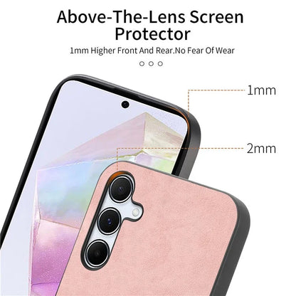 For Samsung Galaxy A35 5G Leather Back Case Compatible with MagSafe Skin-Touch Phone Cover