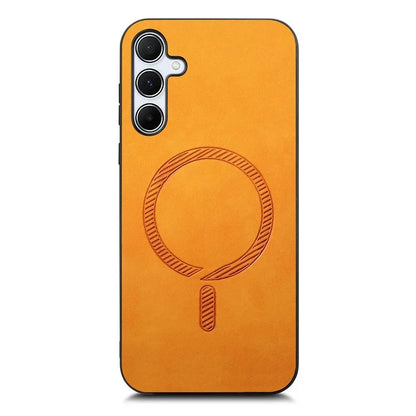 For Samsung Galaxy A35 5G Leather Back Case Compatible with MagSafe Skin-Touch Phone Cover