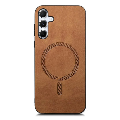 For Samsung Galaxy A35 5G Leather Back Case Compatible with MagSafe Skin-Touch Phone Cover