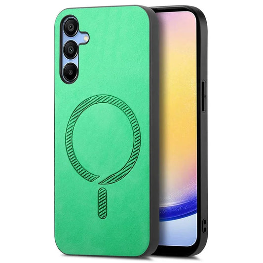 For Samsung Galaxy A25 5G (Global) (161.0 X 76.5 X 8.3mm) Leather Back Case Compatible with MagSafe Skin-Touch Phone Cover