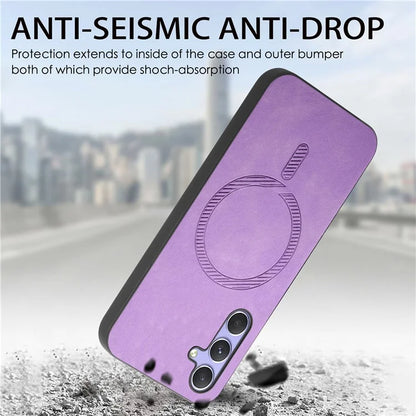 For Samsung Galaxy A24 4G (162.1 X 77.6 X 8.3mm) Leather Back Case Compatible with MagSafe Skin-Touch Phone Cover