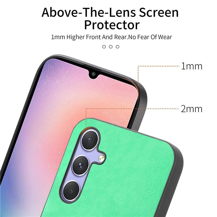 For Samsung Galaxy A24 4G (162.1 X 77.6 X 8.3mm) Leather Back Case Compatible with MagSafe Skin-Touch Phone Cover