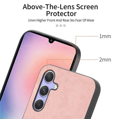 For Samsung Galaxy A24 4G (162.1 X 77.6 X 8.3mm) Leather Back Case Compatible with MagSafe Skin-Touch Phone Cover