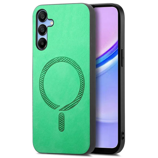 For Samsung Galaxy A15 4G  /  A15 5G Leather Back Case Compatible with MagSafe Skin-Touch Phone Cover