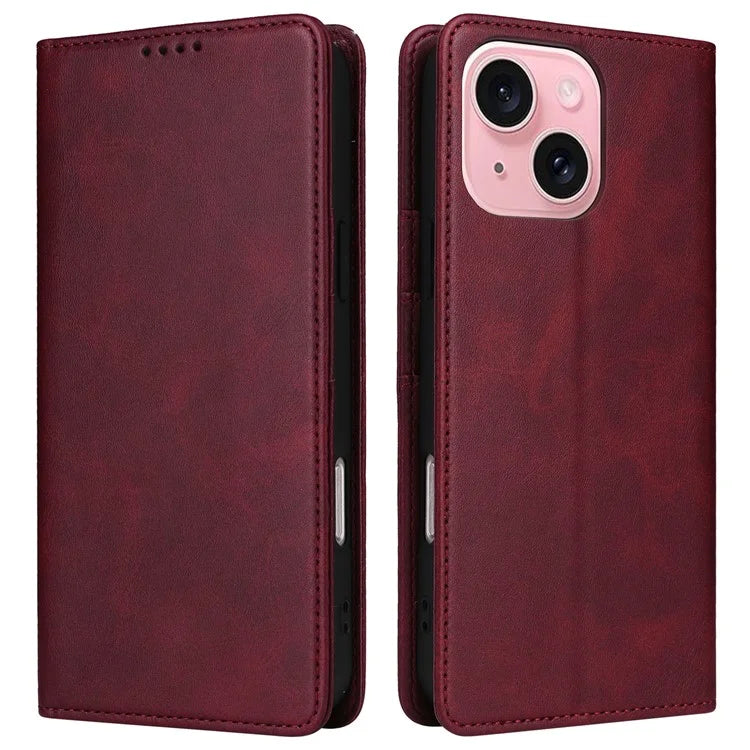 For iPhone 15 Wallet Case RFID Blocking Leather Phone Cover Stand View