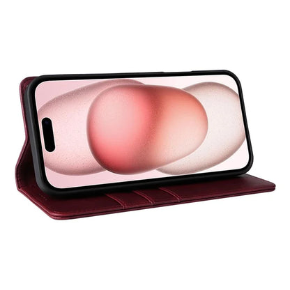 For iPhone 15 Wallet Case RFID Blocking Leather Phone Cover Stand View