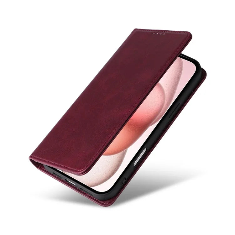 For iPhone 15 Wallet Case RFID Blocking Leather Phone Cover Stand View