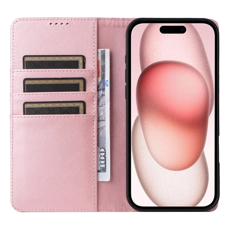 For iPhone 15 Wallet Case RFID Blocking Leather Phone Cover Stand View