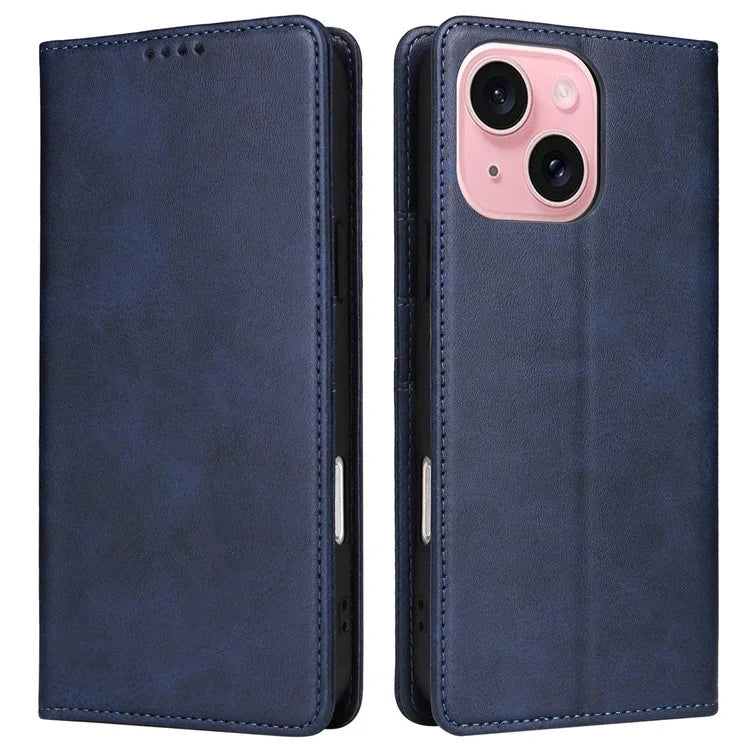 For iPhone 15 Wallet Case RFID Blocking Leather Phone Cover Stand View