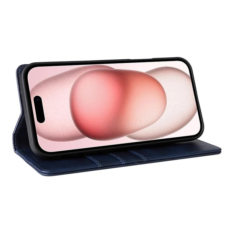 For iPhone 15 Wallet Case RFID Blocking Leather Phone Cover Stand View