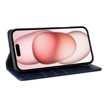 For iPhone 15 Wallet Case RFID Blocking Leather Phone Cover Stand View