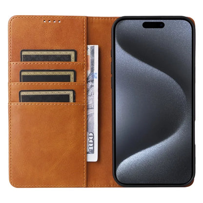 For iPhone 15 Pro Case RFID Blocking Phone Leather Cover Magnetic Closing