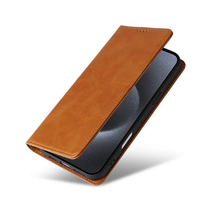 For iPhone 15 Pro Case RFID Blocking Phone Leather Cover Magnetic Closing