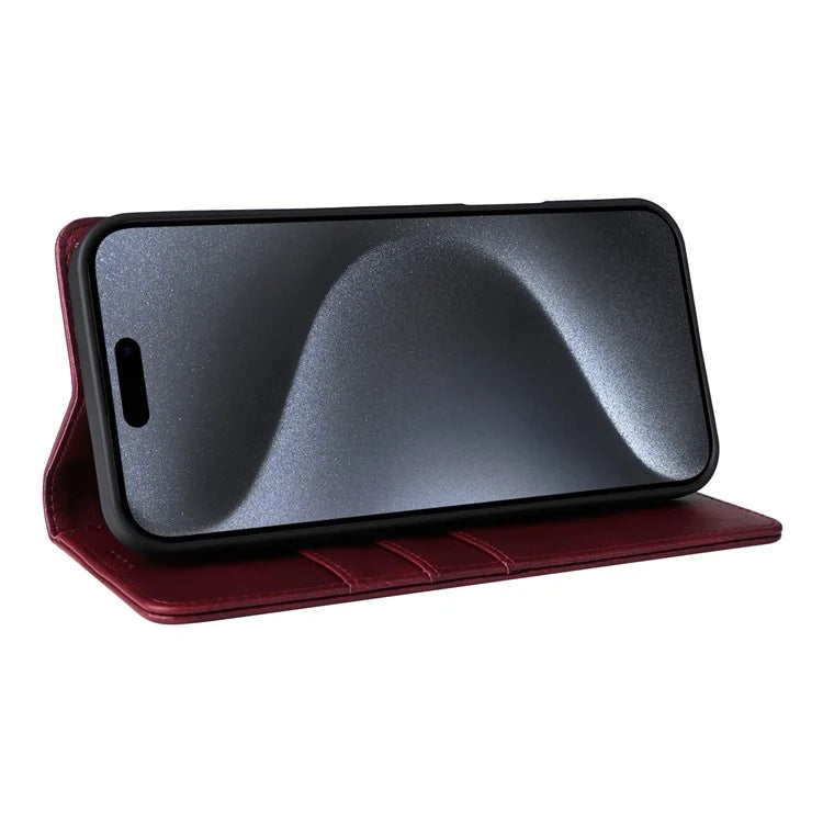 For iPhone 15 Pro Case RFID Blocking Phone Leather Cover Magnetic Closing