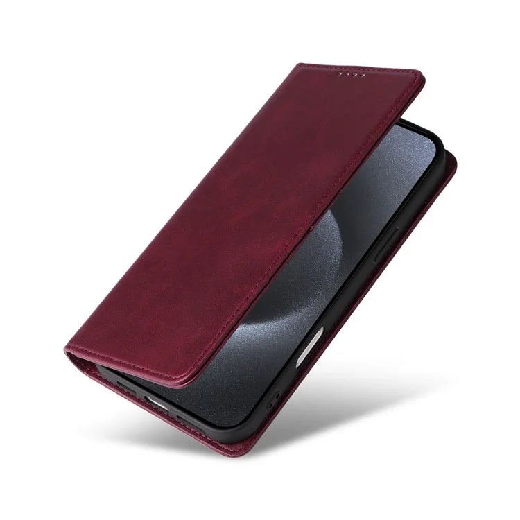For iPhone 15 Pro Case RFID Blocking Phone Leather Cover Magnetic Closing