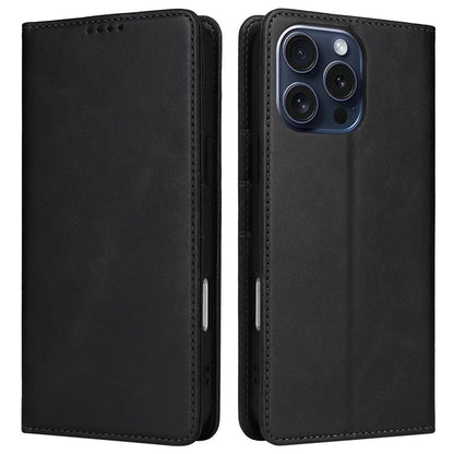 For iPhone 15 Pro Case RFID Blocking Phone Leather Cover Magnetic Closing