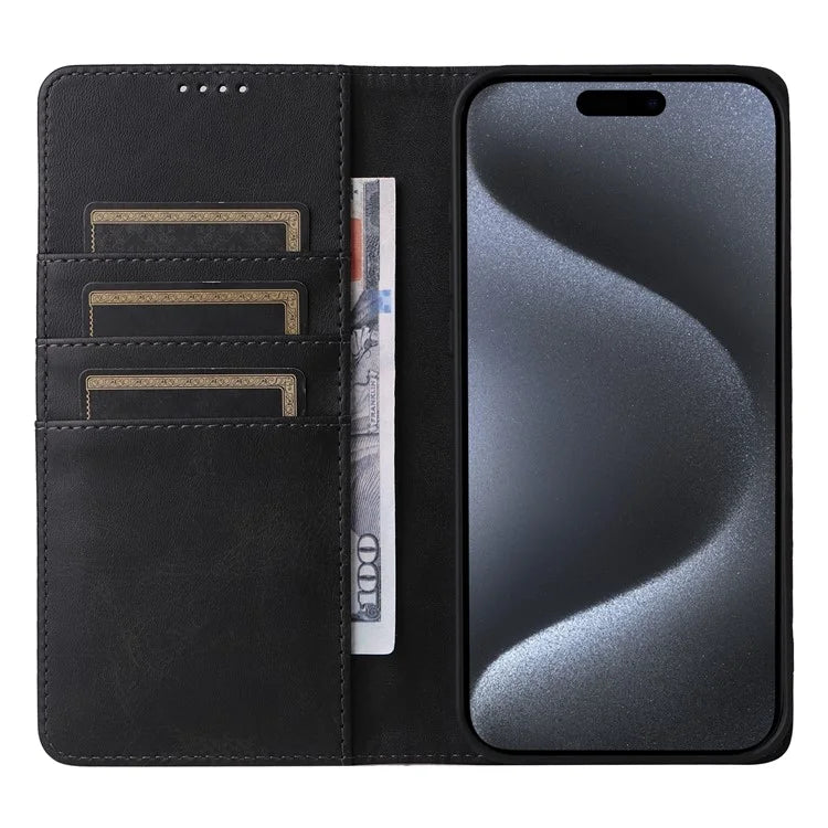 For iPhone 15 Pro Case RFID Blocking Phone Leather Cover Magnetic Closing