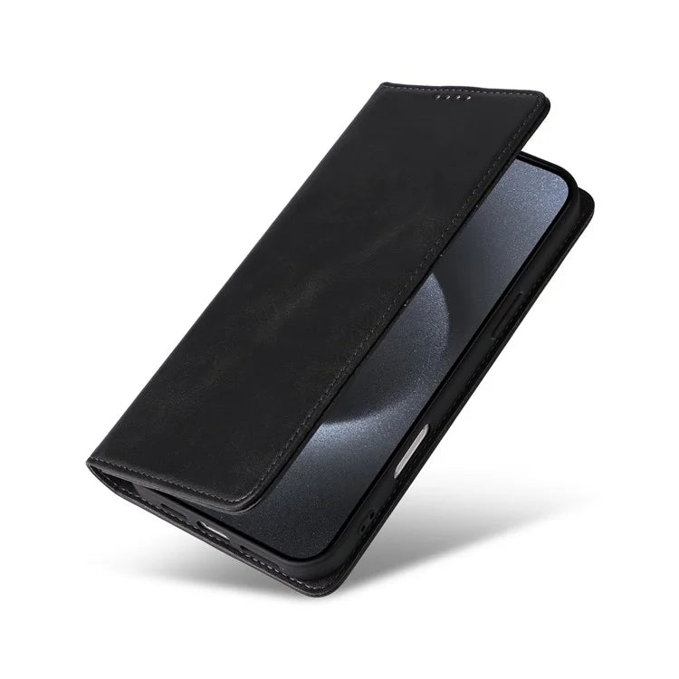 For iPhone 15 Pro Case RFID Blocking Phone Leather Cover Magnetic Closing