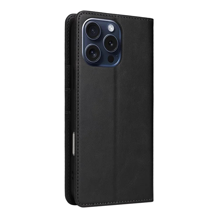 For iPhone 15 Pro Case RFID Blocking Phone Leather Cover Magnetic Closing