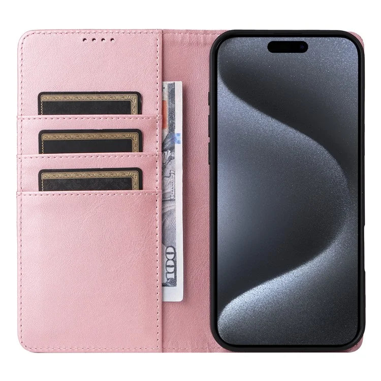 For iPhone 15 Pro Case RFID Blocking Phone Leather Cover Magnetic Closing