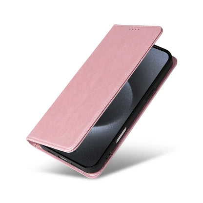 For iPhone 15 Pro Case RFID Blocking Phone Leather Cover Magnetic Closing