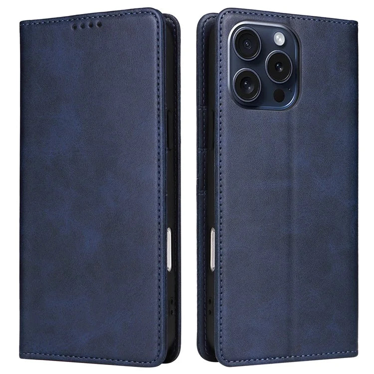 For iPhone 15 Pro Case RFID Blocking Phone Leather Cover Magnetic Closing