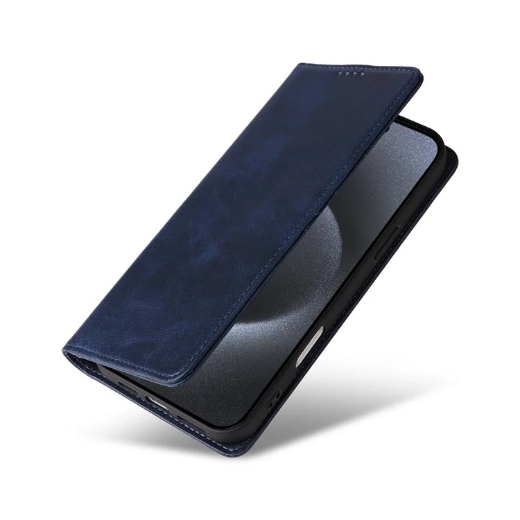 For iPhone 15 Pro Case RFID Blocking Phone Leather Cover Magnetic Closing