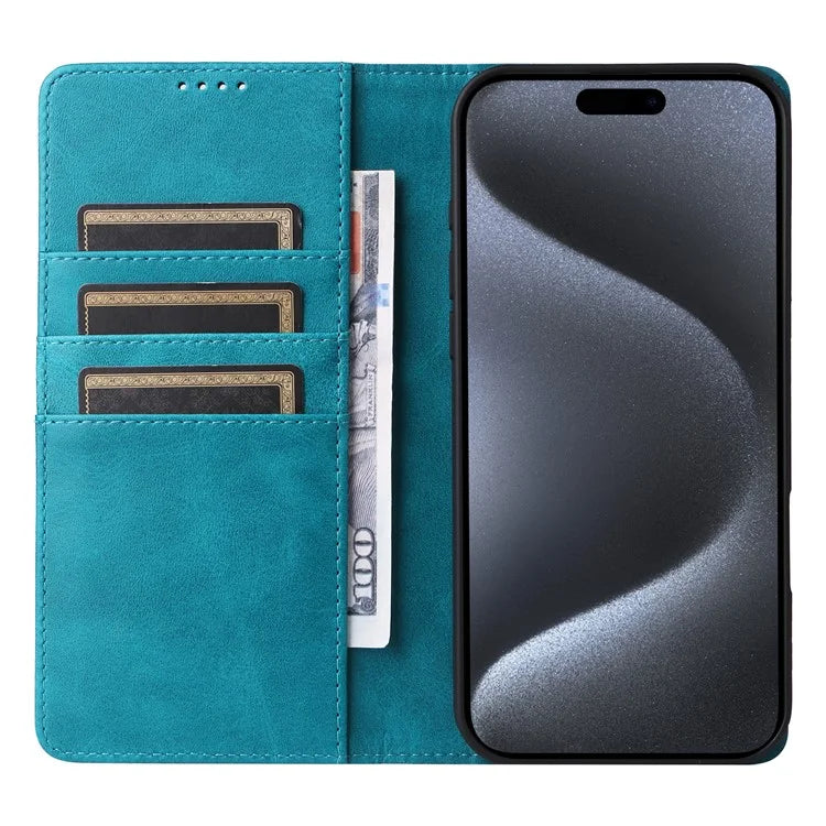 For iPhone 15 Pro Case RFID Blocking Phone Leather Cover Magnetic Closing