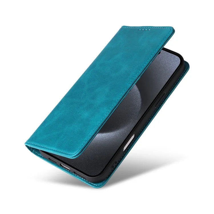 For iPhone 15 Pro Case RFID Blocking Phone Leather Cover Magnetic Closing