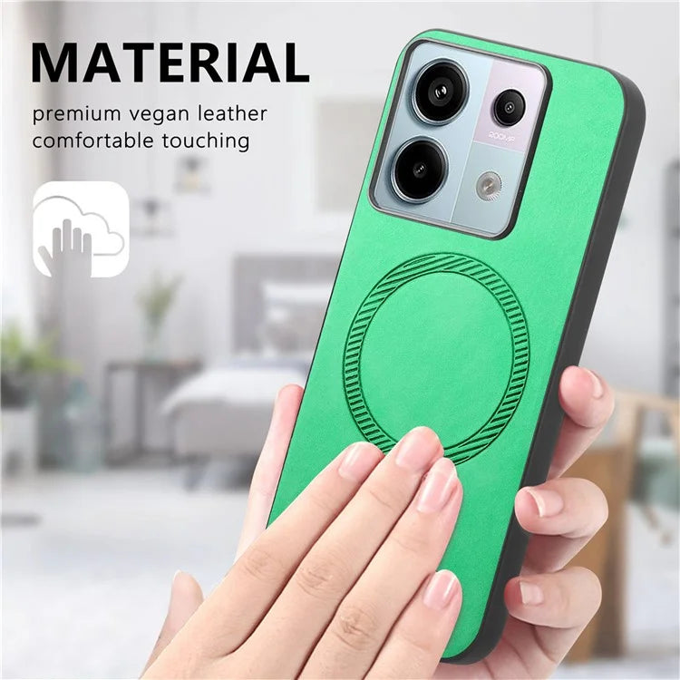 B1 For Xiaomi Poco X6 5G / Redmi Note 13 Pro 5G Leather Back Case Compatible with MagSafe Skin-Touch Phone Cover