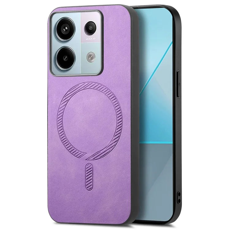 B1 For Xiaomi Poco X6 5G / Redmi Note 13 Pro 5G Leather Back Case Compatible with MagSafe Skin-Touch Phone Cover