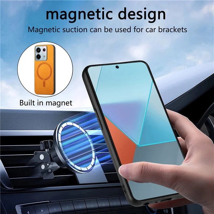 B1 For Xiaomi Poco X6 5G / Redmi Note 13 Pro 5G Leather Back Case Compatible with MagSafe Skin-Touch Phone Cover