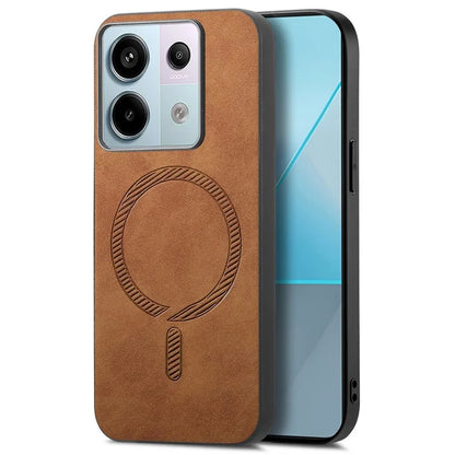 B1 For Xiaomi Poco X6 5G / Redmi Note 13 Pro 5G Leather Back Case Compatible with MagSafe Skin-Touch Phone Cover