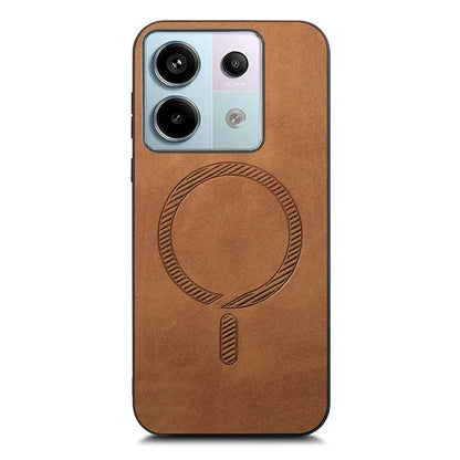 B1 For Xiaomi Poco X6 5G / Redmi Note 13 Pro 5G Leather Back Case Compatible with MagSafe Skin-Touch Phone Cover