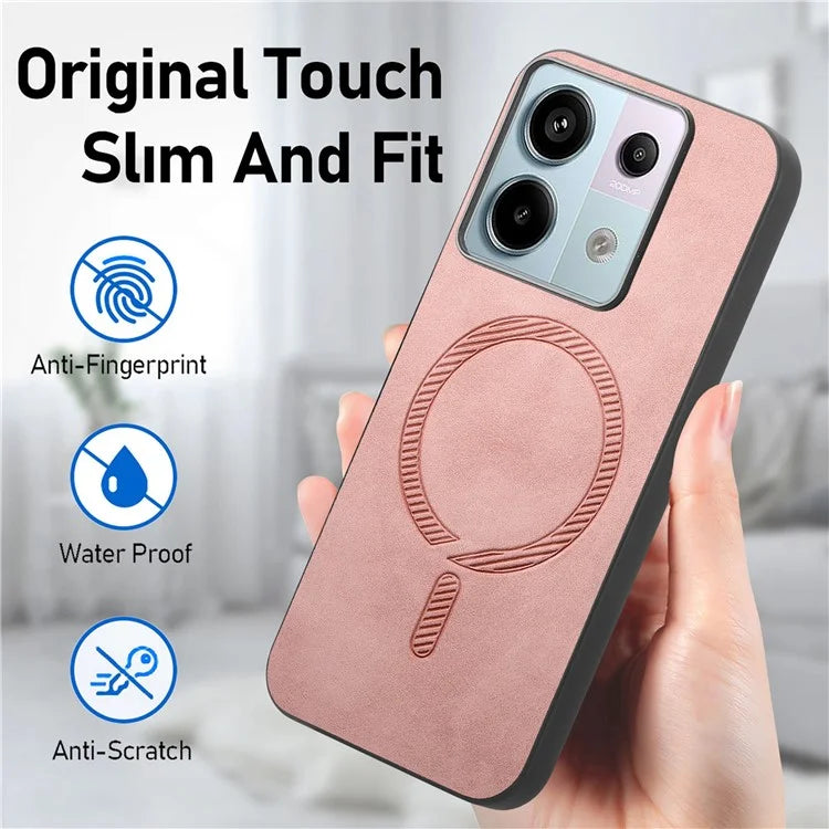 B1 For Xiaomi Poco X6 5G / Redmi Note 13 Pro 5G Leather Back Case Compatible with MagSafe Skin-Touch Phone Cover
