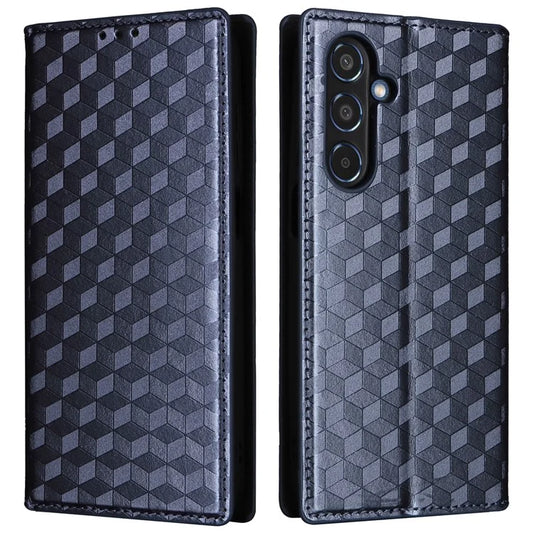 For Samsung Galaxy M35 5G Leather Case Magnetic Closing Rhombus Phone Cover