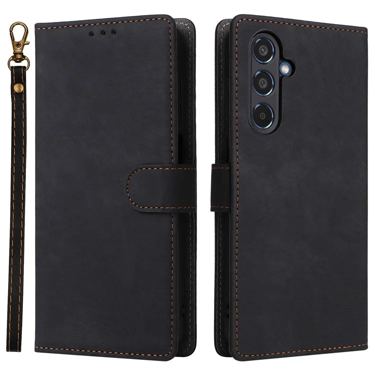 For Samsung Galaxy M35 5G Case with Strap RFID Blocking Leather Flip Phone Cover