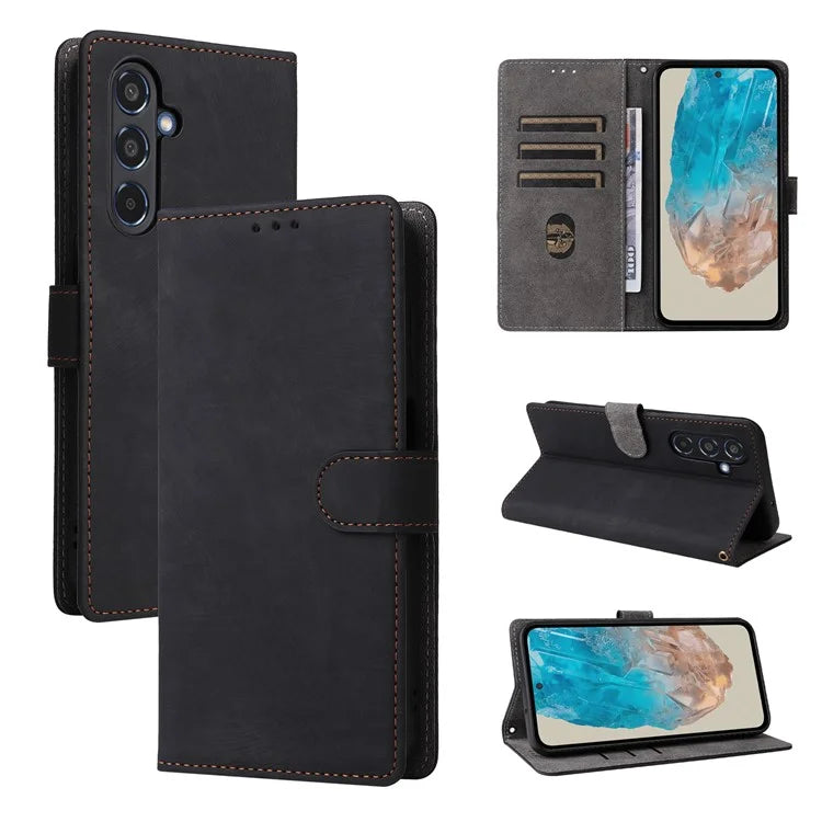 For Samsung Galaxy M35 5G Case with Strap RFID Blocking Leather Flip Phone Cover