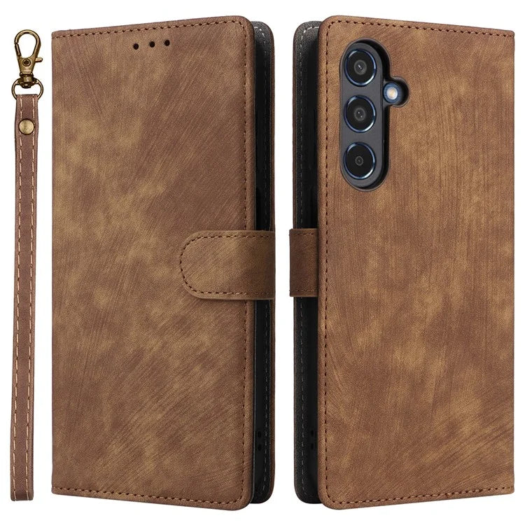 For Samsung Galaxy M35 5G Case with Strap RFID Blocking Leather Flip Phone Cover