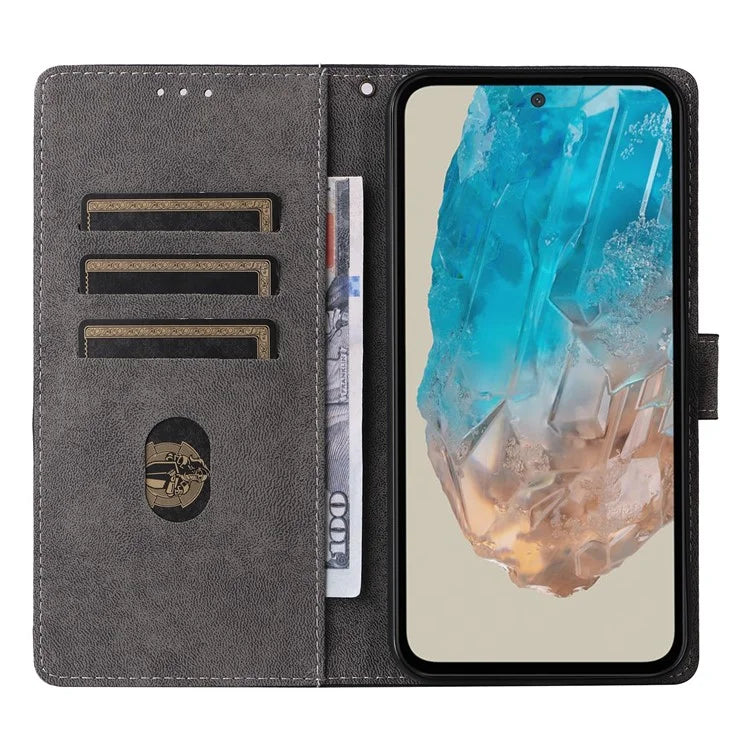 For Samsung Galaxy M35 5G Case with Strap RFID Blocking Leather Flip Phone Cover