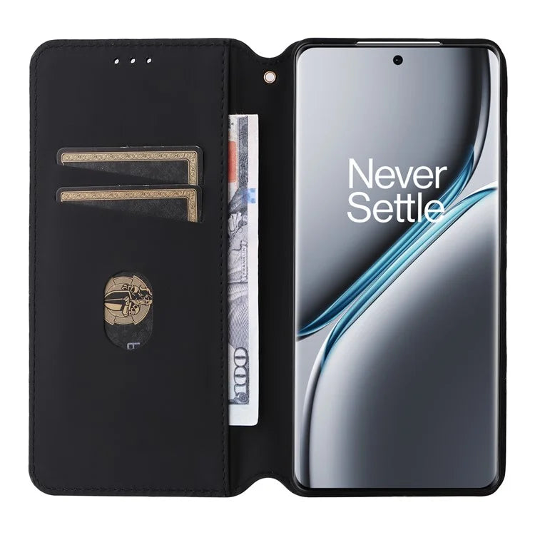 For OnePlus Ace 3 Pro 5G Case Wallet Stand Rhombus Leather Phone Cover