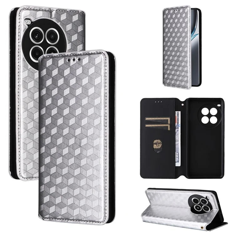 For OnePlus Ace 3 Pro 5G Case Wallet Stand Rhombus Leather Phone Cover