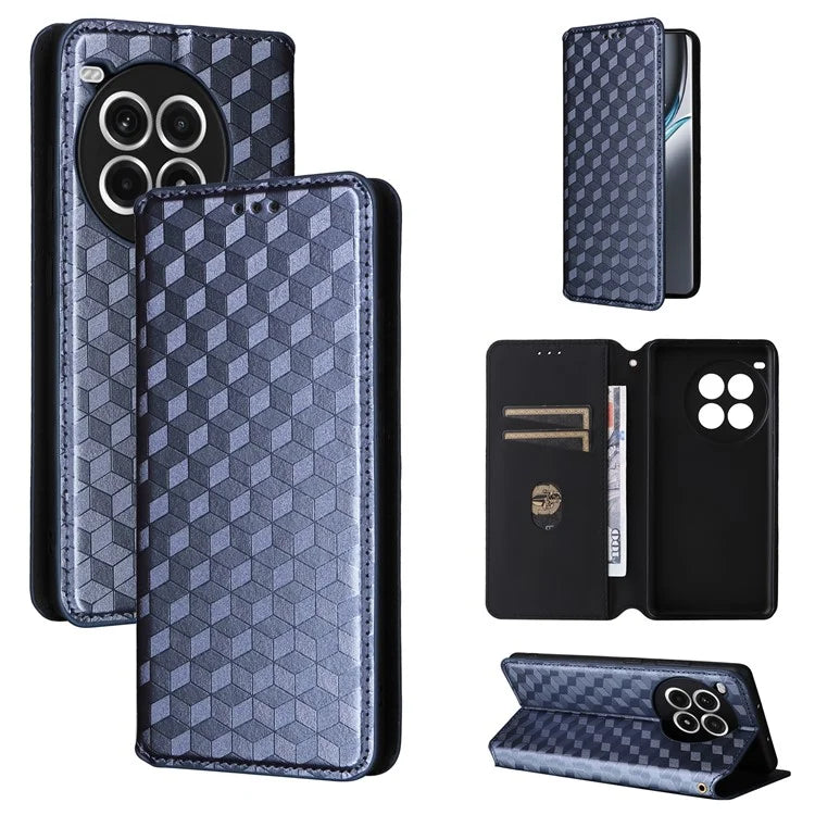 For OnePlus Ace 3 Pro 5G Case Wallet Stand Rhombus Leather Phone Cover