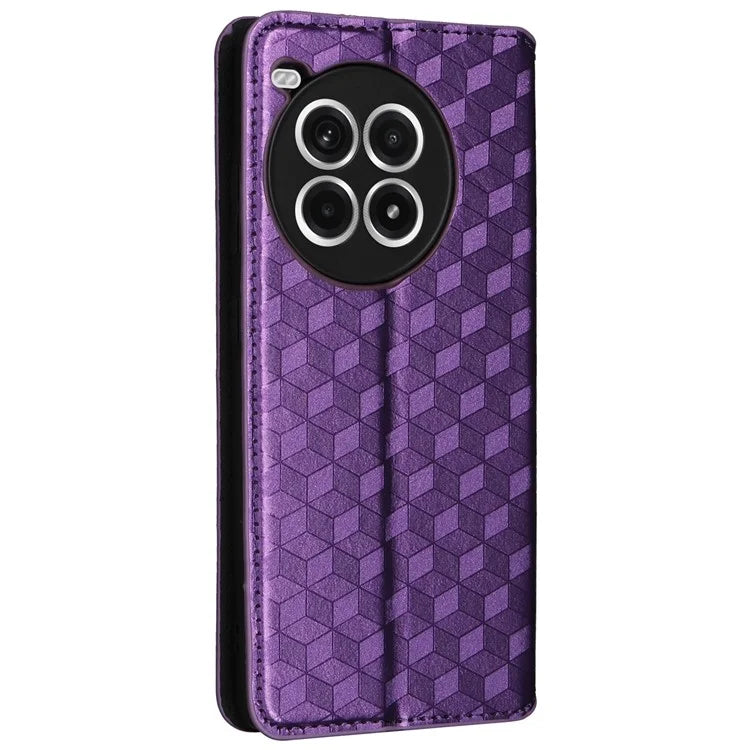 For OnePlus Ace 3 Pro 5G Case Wallet Stand Rhombus Leather Phone Cover