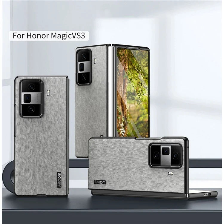 For Honor Magic Vs3 5G Case PU Leather+PC+TPU Back Phone Cover Wood Texture